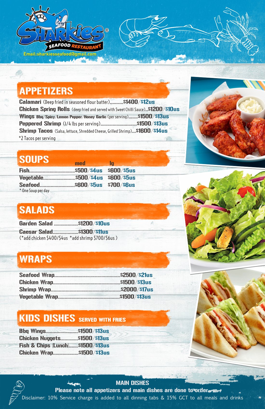 Sharkies Menu