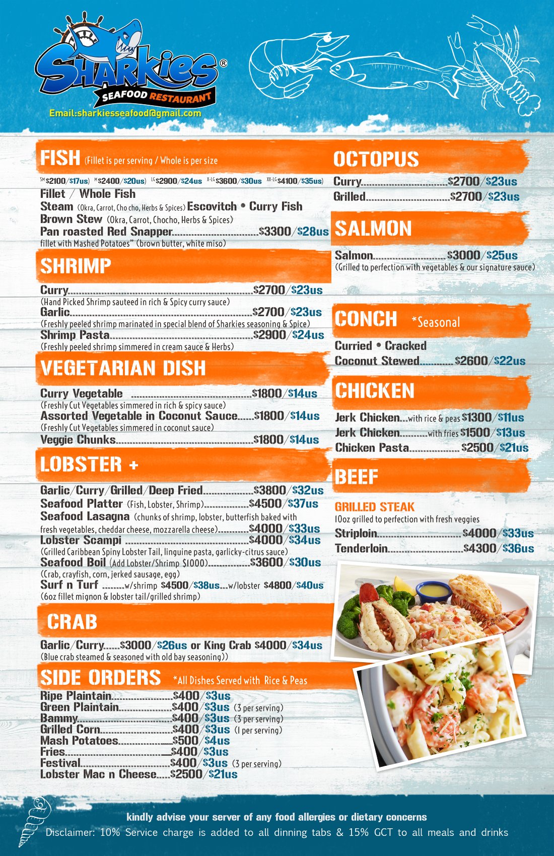 Sharkies Menu 2